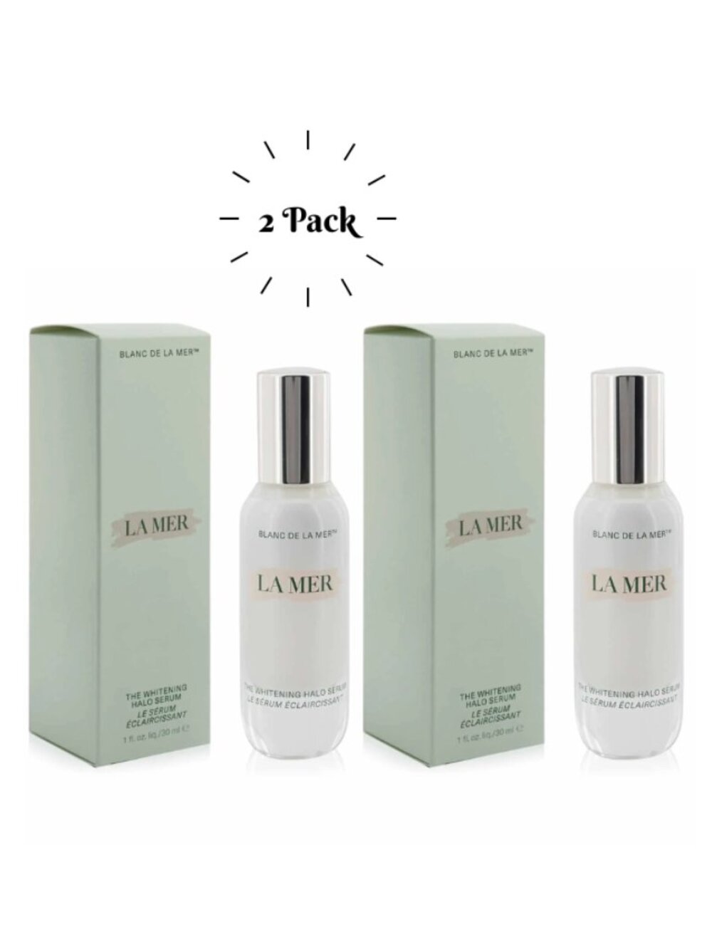 La Mer The Whitening Halo Facial Serum for All Skin Types 1 Oz/ 30ml (Pack of 2)